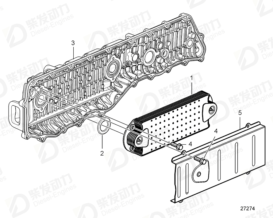 volvo penta Oil cooler 21160743 Drawing volvo penta Oil cooler 21160743 Drawing